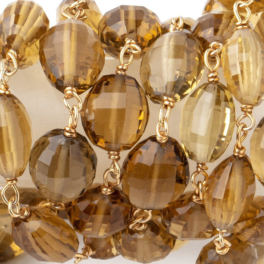 10x8mm Whiskey Quartz Faceted Oval Beads on Vermeil Chain