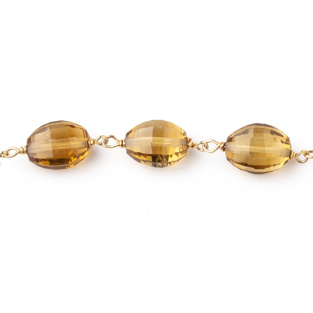 10x8mm Whiskey Quartz Faceted Oval Beads on Vermeil Chain