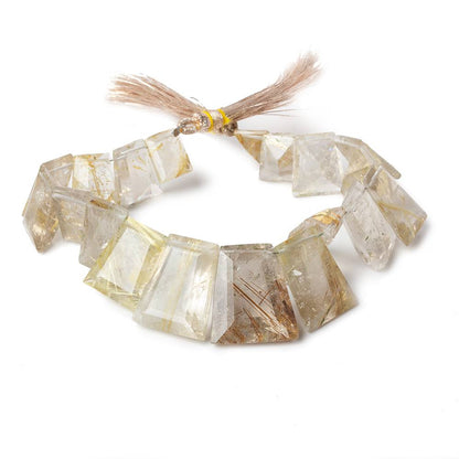 10x8x4-20x17x9mm Golden Rutilated Quartz Pavilion Faceted Fancy beads 7 inch 19 pieces AA
