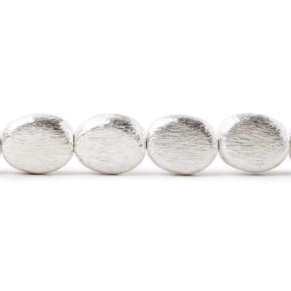 10x8x4mm Sterling Silver plated Copper Brushed Oval Bead 8 inch 20 pcs