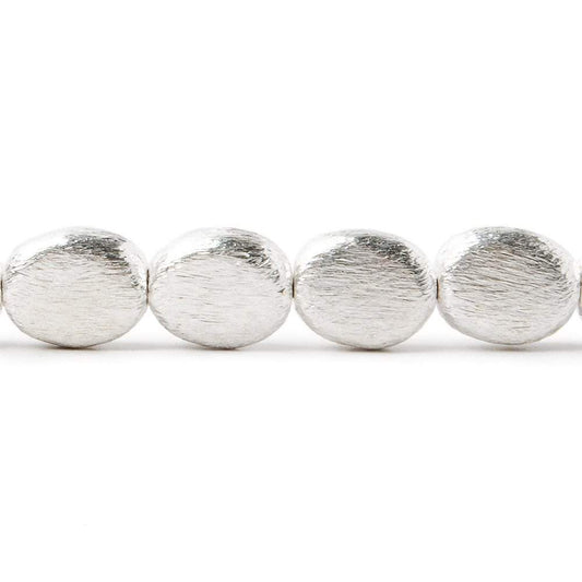 10x8x4mm Sterling Silver plated Copper Brushed Oval Bead 8 inch 20 pcs