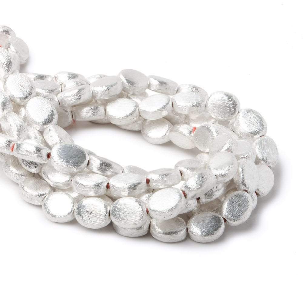 10x8x4mm Sterling Silver plated Copper Brushed Oval Bead 8 inch 20 pcs