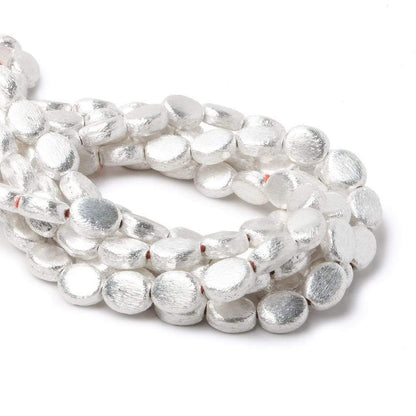 10x8x4mm Sterling Silver plated Copper Brushed Oval Bead 8 inch 20 pcs