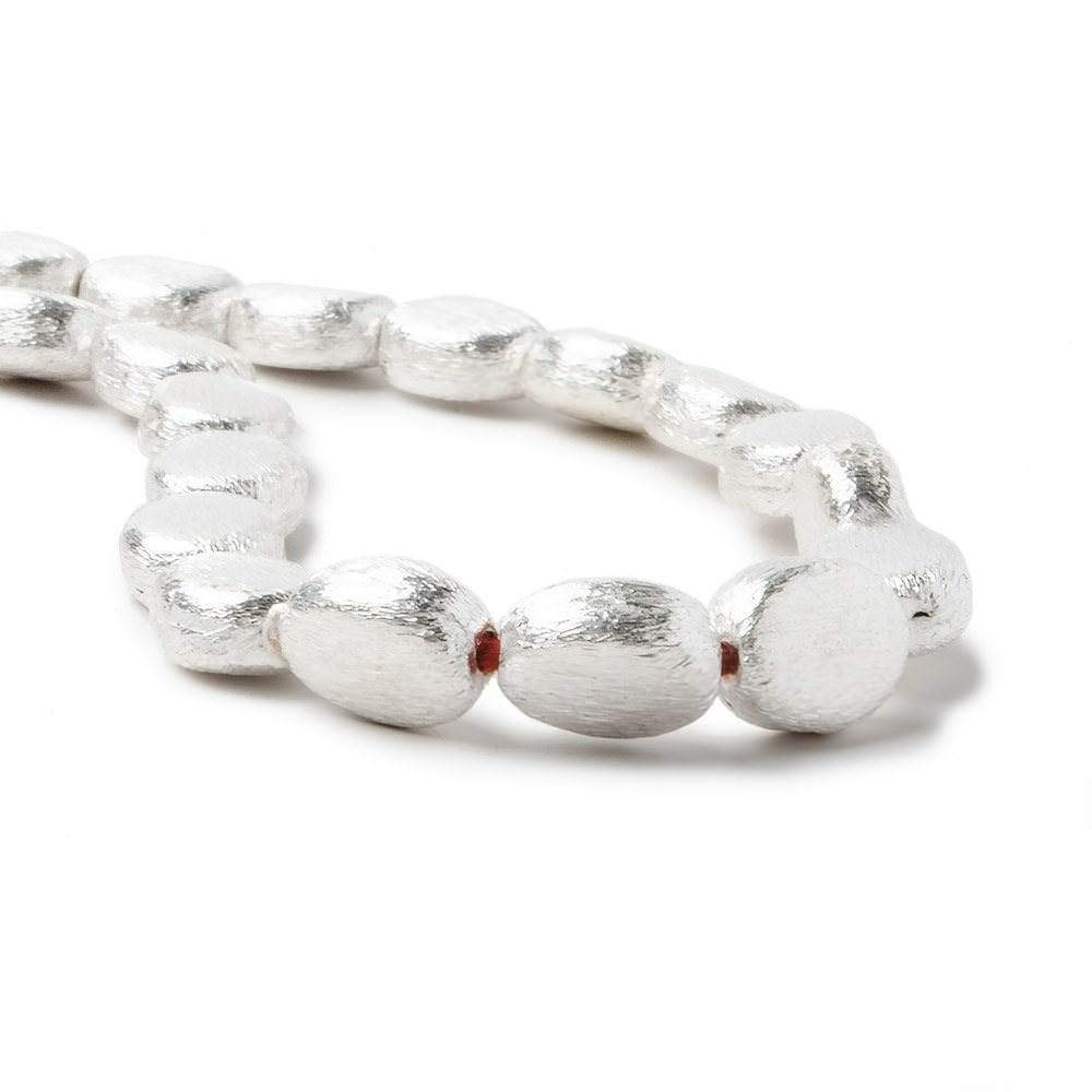 10x8x4mm Sterling Silver plated Copper Brushed Oval Bead 8 inch 20 pcs