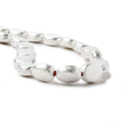 10x8x4mm Sterling Silver plated Copper Brushed Oval Bead 8 inch 20 pcs