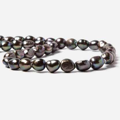 10x9-11x10mm Dark Peacock Baroque 2.5mm large hole Pearls 15 in. 37 pcs