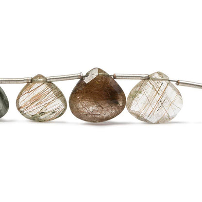 10x9-11x12mm Sagenitic Quartz Heart Briolette 8.25 inch 16 pieces