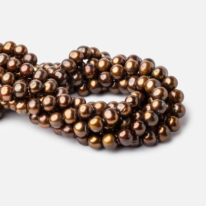 10x9-11x9mm Bronze Off Round Freshwater Pearl Beads 15 inch 42 pieces
