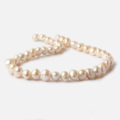 10x9-11x9mm Butter Cream Baroque Side Drilled Large Hole Pearls 15 inch 43 pieces