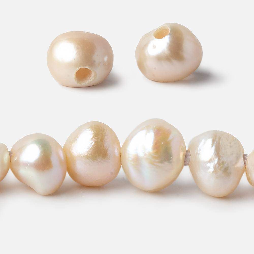 10x9-11x9mm Butter Cream Baroque Side Drilled Large Hole Pearls 15 inch 43 pieces