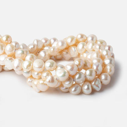 10x9-11x9mm Butter Cream Baroque Side Drilled Large Hole Pearls 15 inch 43 pieces