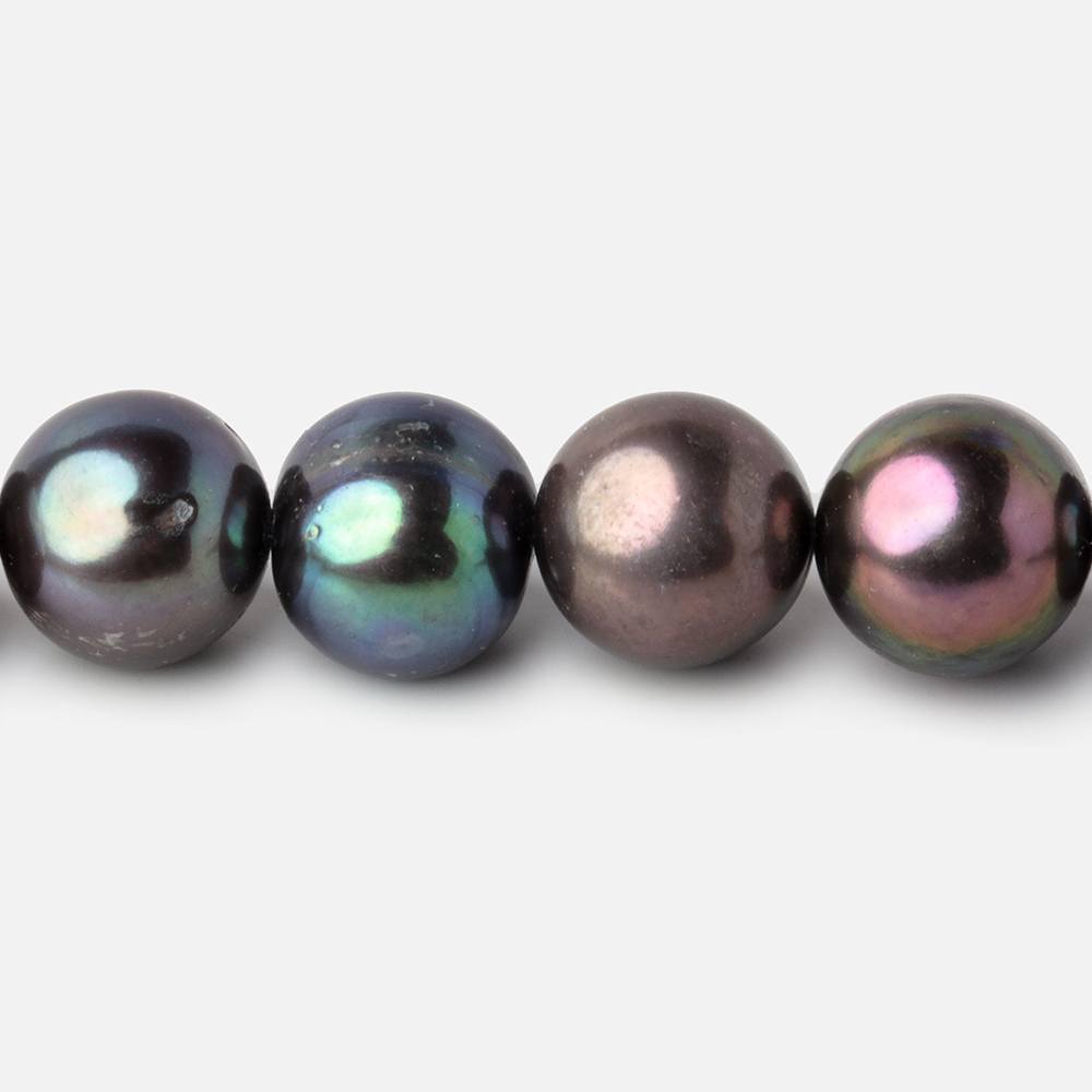 10x9-11x9mm Multi Color Peacock Off Round Freshwater Pearls 16 inch 42 pieces A