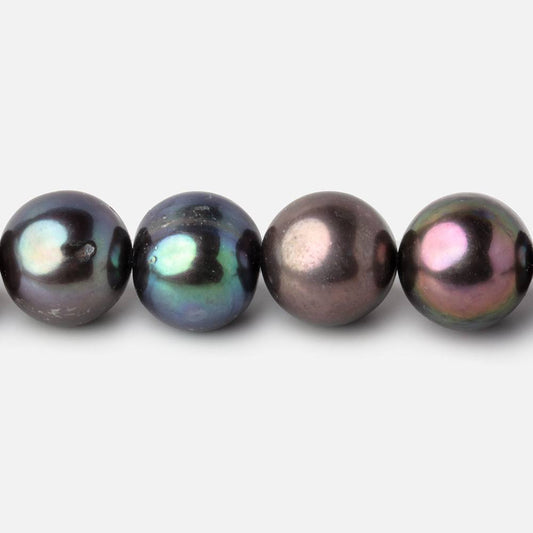 10x9-11x9mm Multi Color Peacock Off Round Freshwater Pearls 16 inch 42 pieces A