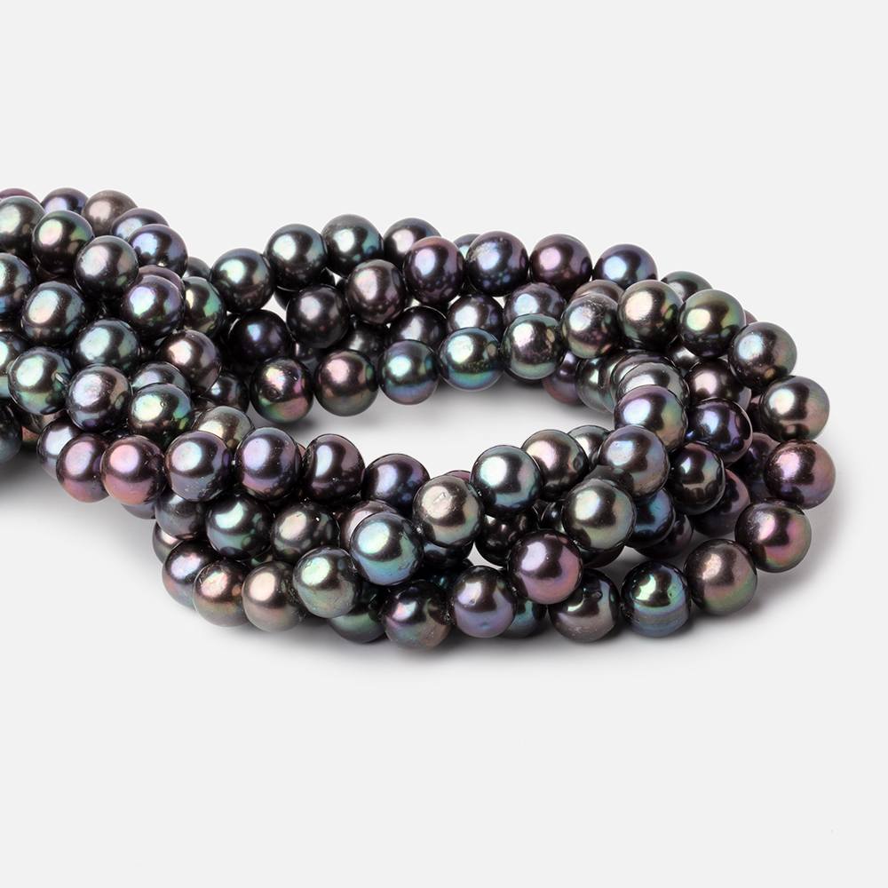 10x9-11x9mm Multi Color Peacock Off Round Freshwater Pearls 16 inch 42 pieces A