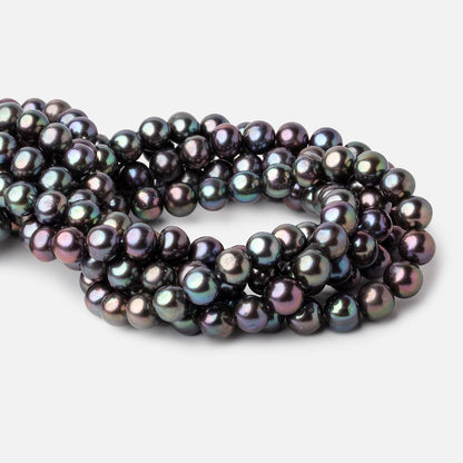 10x9-11x9mm Multi Color Peacock Off Round Freshwater Pearls 16 inch 42 pieces A