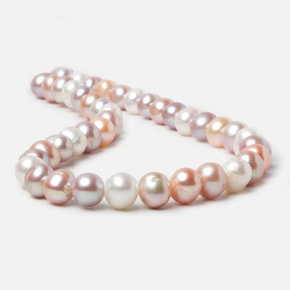 10x9-11x9mm Tri Color Off Round Freshwater Pearls 15.5 inch 42 pieces