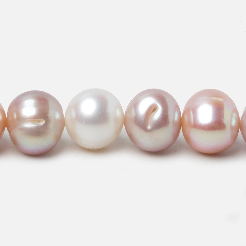 10x9-11x9mm Tri Color Off Round Freshwater Pearls 15.5 inch 42 pieces