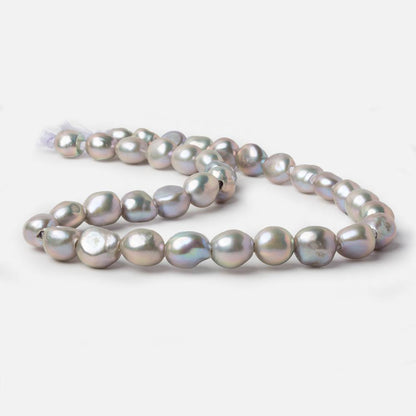 10x9-12x10mm Iridescent Pink Silver Baroque 2.5mm large hole Pearl 15 in. 35 pcs