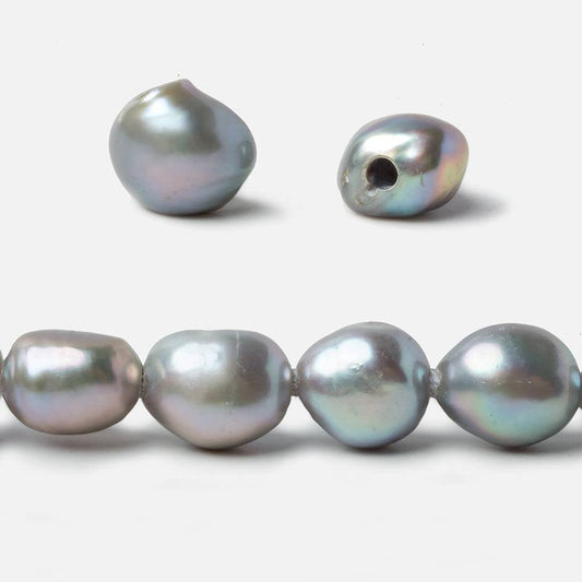 10x9-12x10mm Silver Teal 2.5mm Large Hole Baroque Freshwater Pearls 15 in 33 pcs