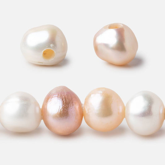 10x9-12x10mm Tri-Color Baroque 2.5mm Large Hole Pearls 15 inch 40 beads