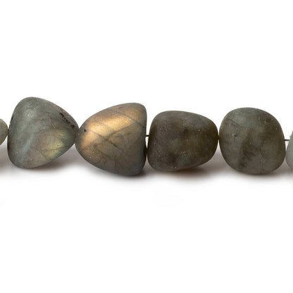 10x9-12x9.5mm Matte Labradorite tumbled plain nuggets 7.5 inch 16 beads AA