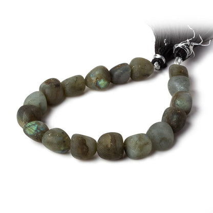 10x9-12x9.5mm Matte Labradorite tumbled plain nuggets 7.5 inch 16 beads AA