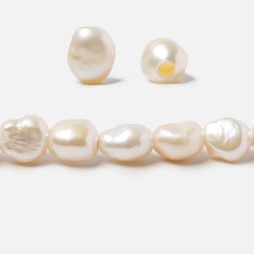 10x9-12x9mm Cream Baroque Straight Drill 2.5mm large hole Pearls 15 in 39 pcs