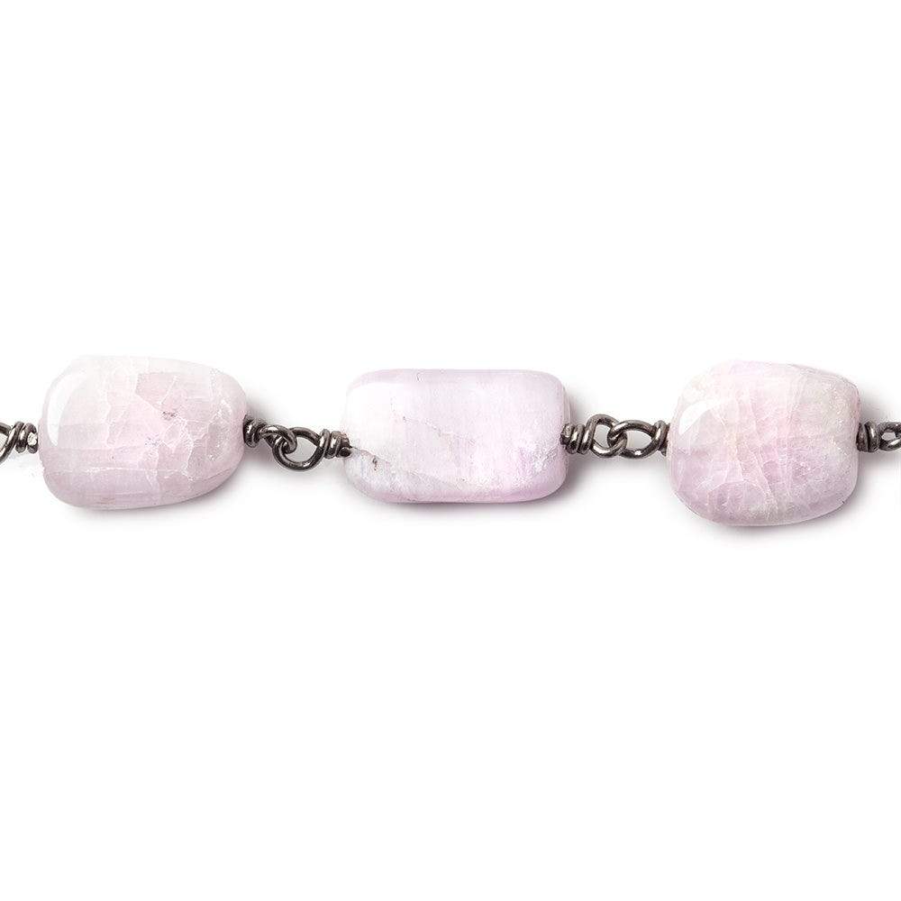 10x9-12x9mm Kunzite plain nugget Black Gold .925 Silver Chain by the foot 15 beads A