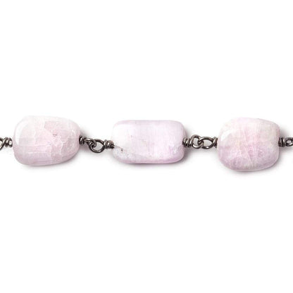 10x9-12x9mm Kunzite plain nugget Black Gold .925 Silver Chain by the foot 15 beads A