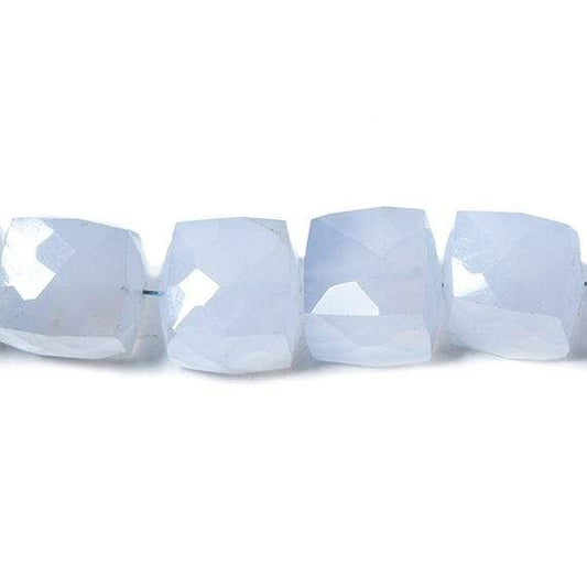 10x9-13.5x10mm Turkish Blue Chalcedony faceted cube 16 inches 37 beads