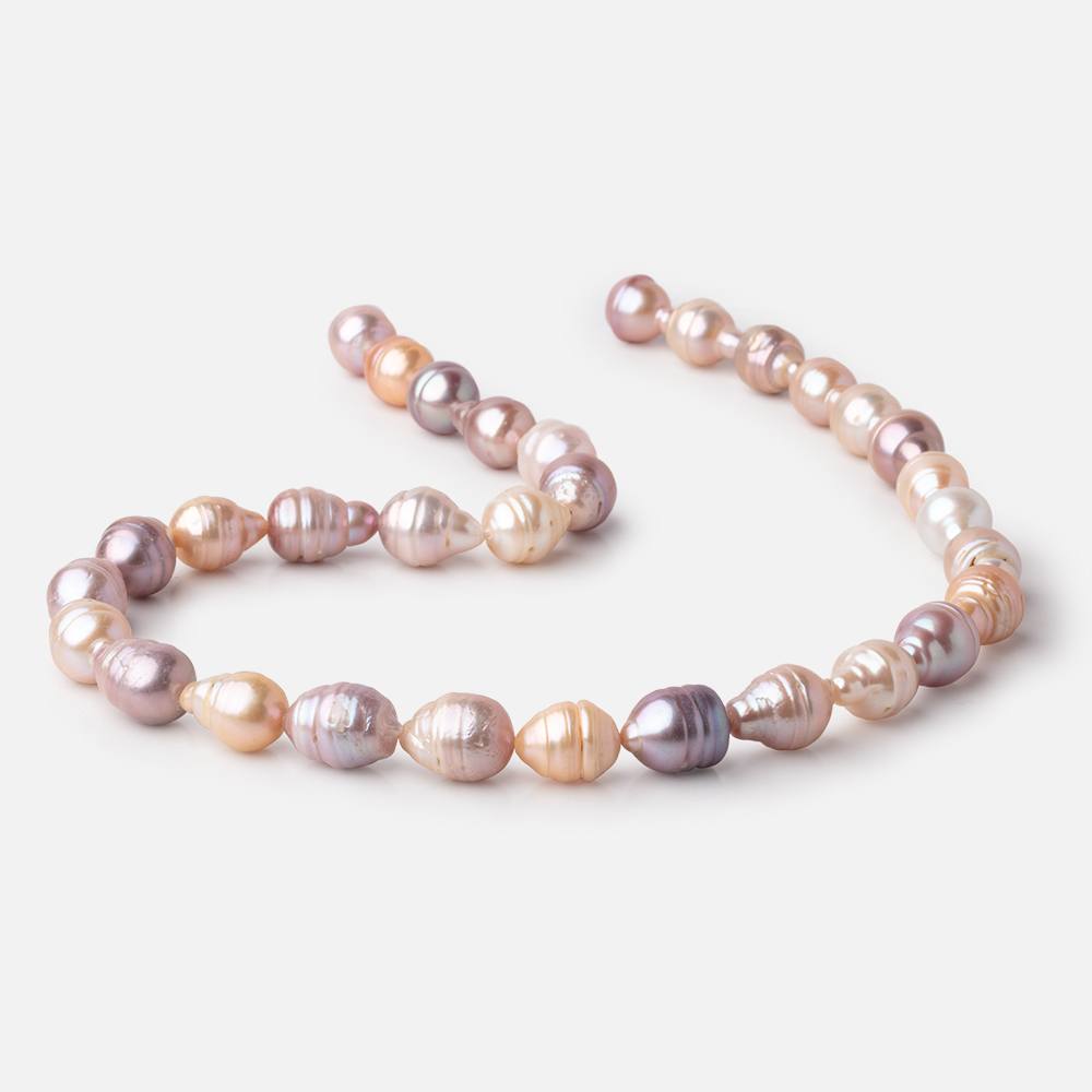 10x9-13x10mm Tri Color Ringed Baroque Freshwater Pearls 16 inch 27 Beads