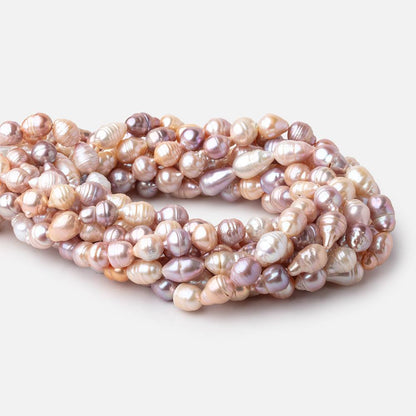 10x9-13x10mm Tri Color Ringed Baroque Freshwater Pearls 16 inch 27 Beads