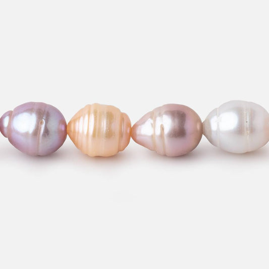 10x9-13x10mm Tri Color Ringed Baroque Freshwater Pearls 16 inch 27 Beads