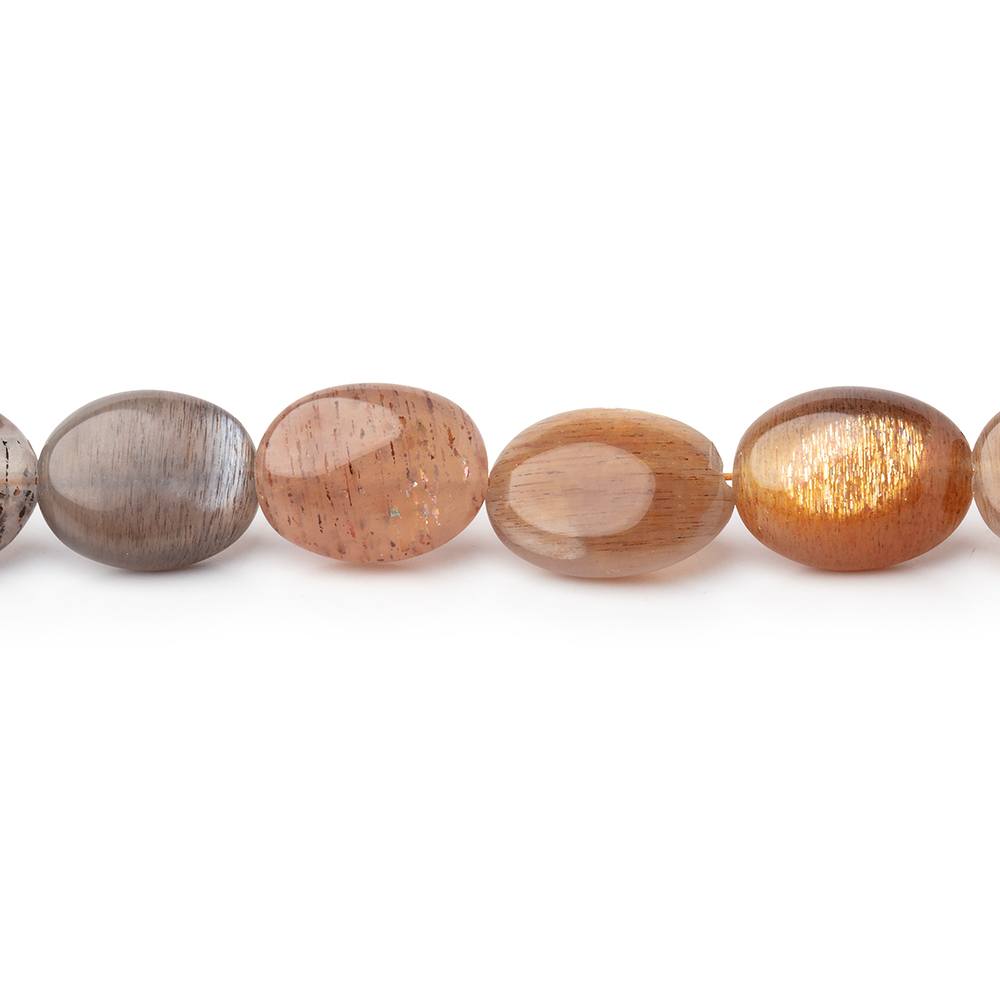 10x9-13x9mm Sunstone & Moonstone Plain Oval Beads 8.5 inch 18 pieces