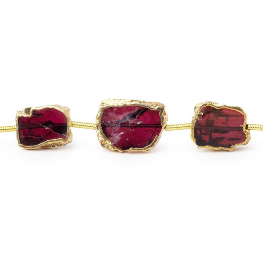 10x9-14x10mm Gold Leaf Garnet Plain Slice Strand 9 Beads
