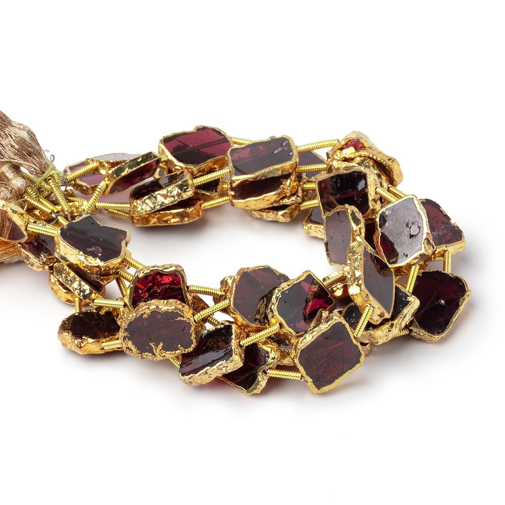 10x9-14x10mm Gold Leaf Garnet Plain Slice Strand 9 Beads