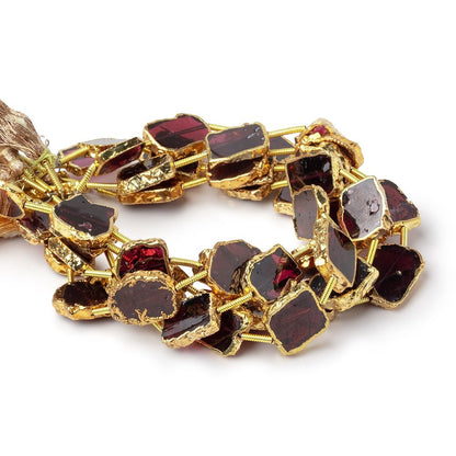 10x9-14x10mm Gold Leaf Garnet Plain Slice Strand 9 Beads