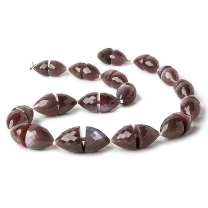 10x9-14x14mm Chocolate Brown Moonstone Center Drilled Faceted Fancy Shapes 15.5 inch 32 beads AA