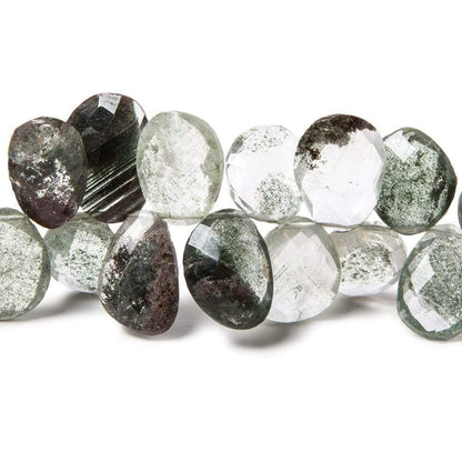 10x9-15x11mm Moss Quartz Top Drilled Fancy Cut Beads 7.5 inch 43 pieces