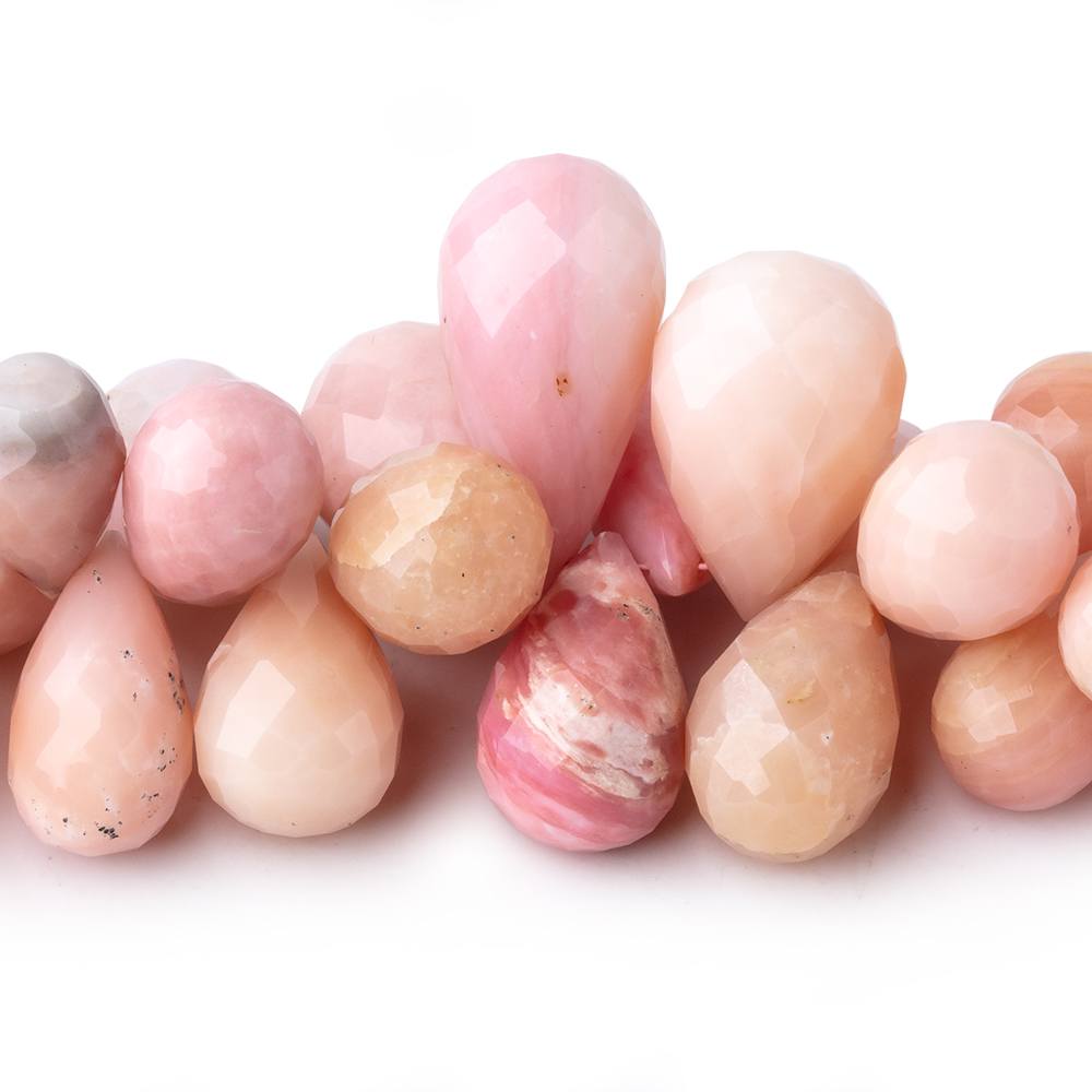 10x9-23x12mm Pink Peruvian Opal Faceted Tear Drop Beads 7.5 inch 60 pieces