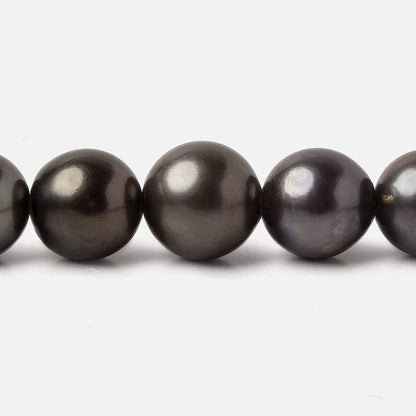 10x9.5-12.5x12.5mm Dark Grey Tahitian Round Saltwater Pearls 16 inch 37 pieces A