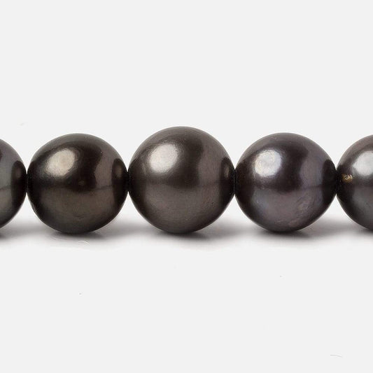 10x9.5-12.5x12.5mm Dark Grey Tahitian Round Saltwater Pearls 16 inch 37 pieces A