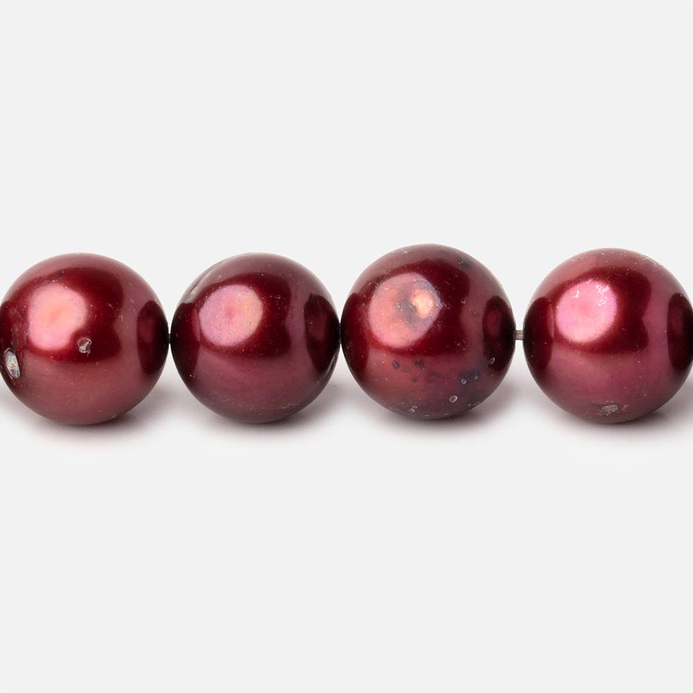 10x9mm Cranberry Red Off Round Freshwater Pearl Beads 16 inch 42 pieces