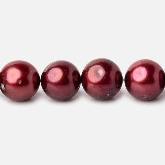 10x9mm Cranberry Red Off Round Freshwater Pearl Beads 16 inch 42 pieces