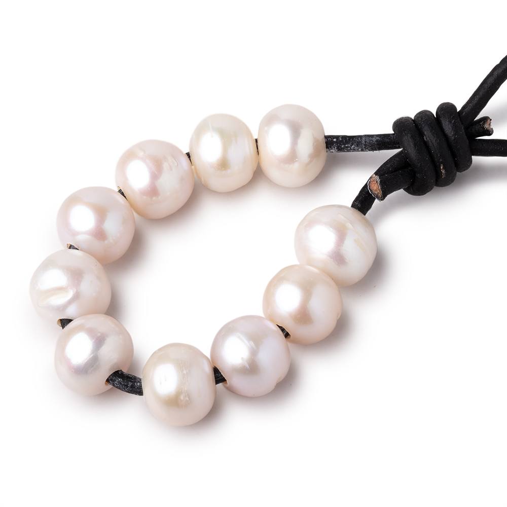 10x9mm Cream Large Hole Off Round Pearls Set of 10