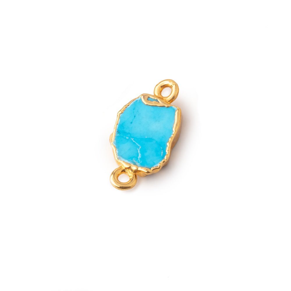 10x9mm Gold Leafed Turquoise Howlite Slice Connector 1 piece