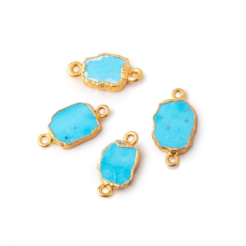 10x9mm Gold Leafed Turquoise Howlite Slice Connector 1 piece