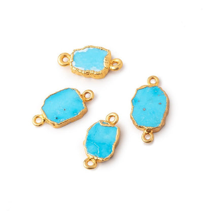 10x9mm Gold Leafed Turquoise Howlite Slice Connector 1 piece