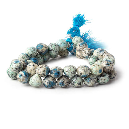 10x9mm K2 Azurite Granite "K2 Jasper" plain candy kiss beads 8 inch 48 pieces