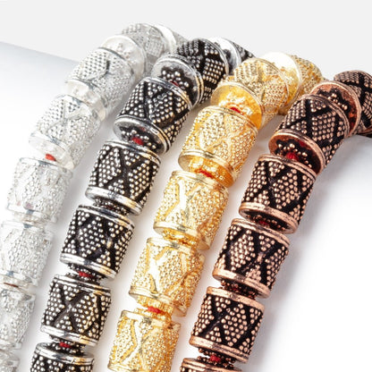 10x9mm Miligrain Diamond Design Tube Beads 7.5 inch 18 pieces